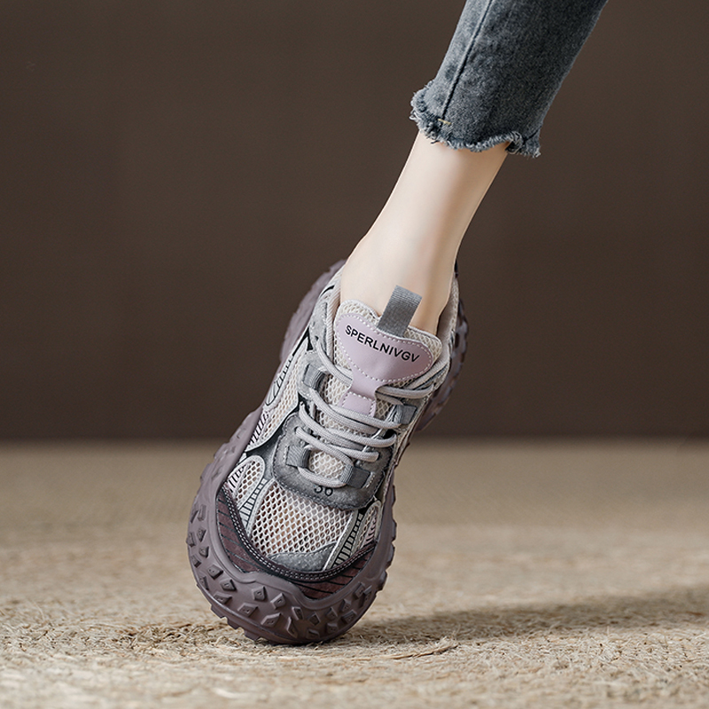 Italy【Vibrant Shine~】Summer Purple Single-Layer Dad Shoes for Women, Thick-Soled Platform Shoes with Mesh Surface