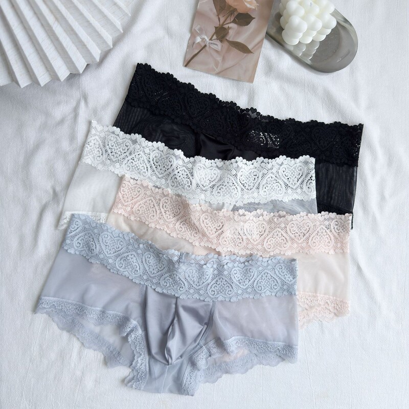 Summer New Style Men's Underwear Lace Sexy Lace Thin Boxer Briefs See-Through Mesh Novelty Boxer Briefs for Boys Summer New Style Men's Underwear Lace Sexy Lace Thin Boxer Briefs See-Through Mesh Novelty Boxer Briefs for Boys