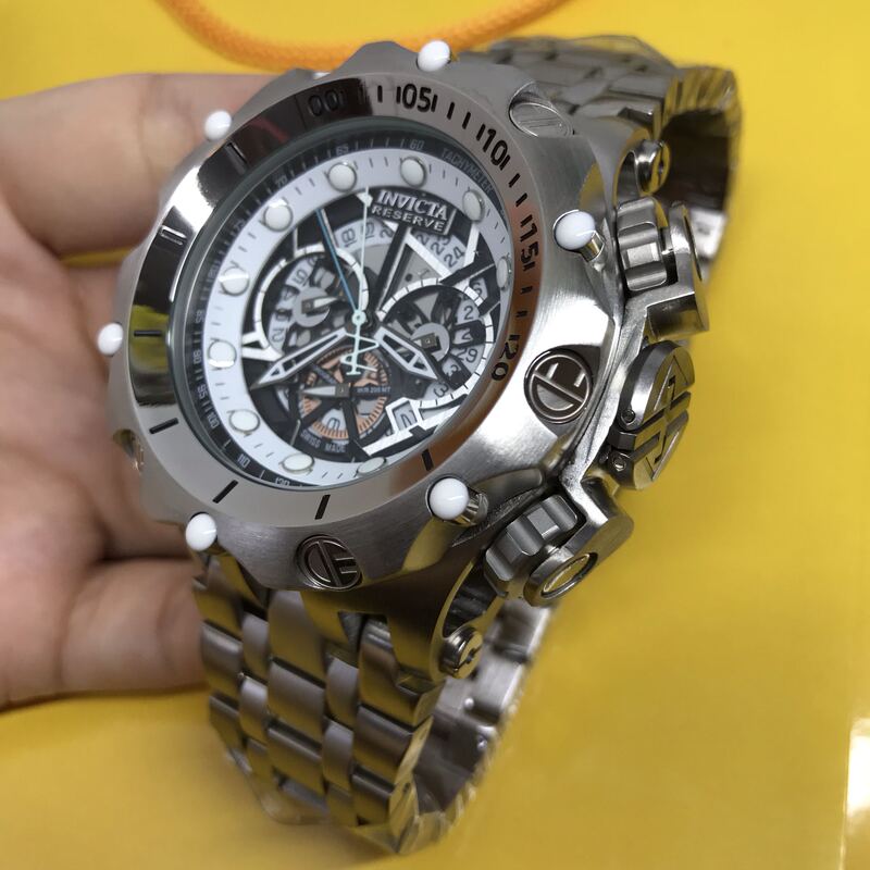 Invicta Multifunctional Hollow Stainless Steel Waterproof Quartz Fashion Large Dial Heavy Men's Watch