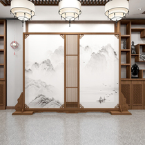 New Chinese screen partition living room hotel office entrance entrance custom solid wood hollow carved seat screen
