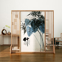 New Chinese solid wood screen partition wall living room entrance custom landscape painting flower and bird company decoration cover