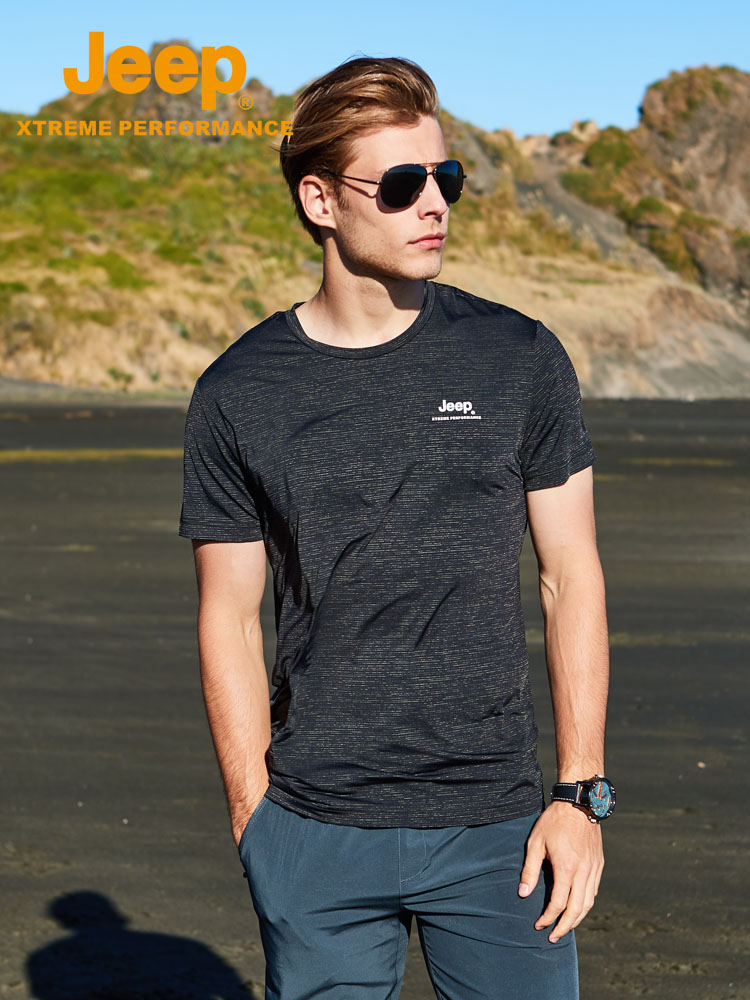 Jeep flagship store official quick-drying T-shirt men's loose large size sports quick-drying clothes men's ice silk short-sleeved summer
