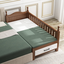 Solid wood childrens bed splicing large bed customized baby with guardrail widened side bed Boy girl baby single small bed
