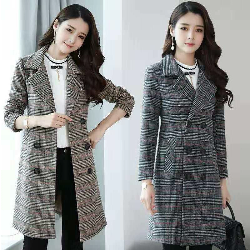 . Cộng với kích thước len của phụ nữ mùa thu và mùa đông của phụ nữ trung niên - Trench Coat