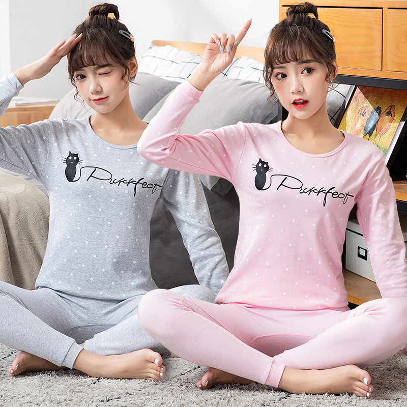 Long clothing and long johns women's pure cotton suit girls cotton sweater adolescence junior high school students autumn and winter thin section thermal underwear