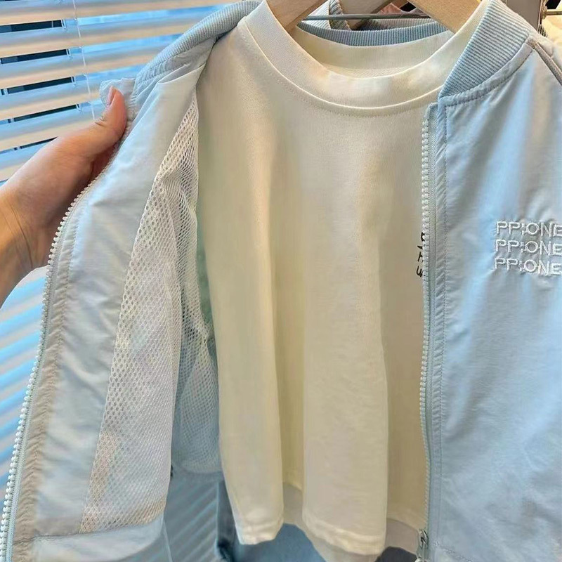 Boys' Spring and Autumn Jacket, New Children's Casual Sun Protection Clothing, Casual American-Style Jacket for Young Children, Baby Baseball Jacket