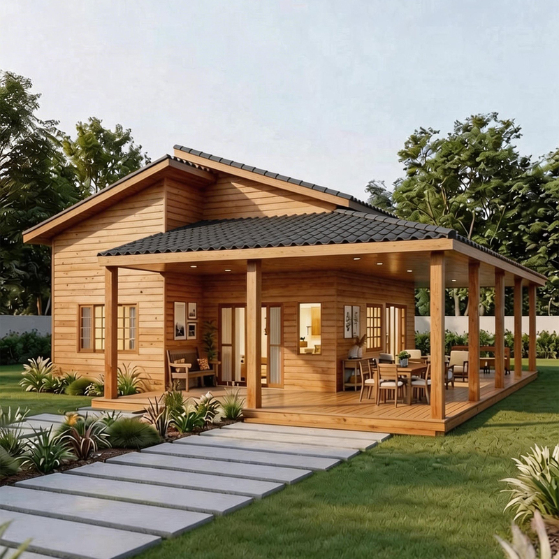 Small Wooden Homestay House, Modern and Simple, Movable, Made of Solid Cedar Pine, Prefabricated Wood Structure House for Tourist Areas