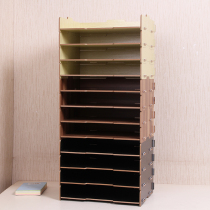 Lengthened widening A4 multilayer wood-file shelf can be superimposed with desktop office supplies sorting box information
