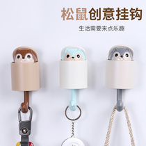 Powerful viscose squirrel adhesive hook-free kitchen no trace creative cute key Wall store door adhesive hook decoration