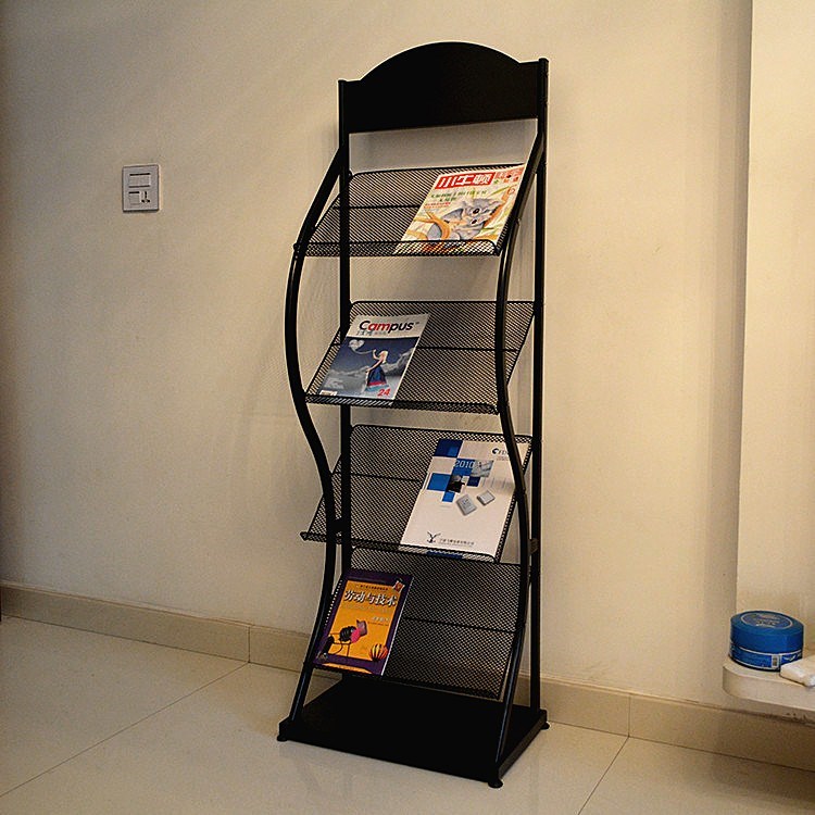 Newsmagazine shelf office book newspaper information show rack floor color page car sales brochure promotional single-page exhibition shelf