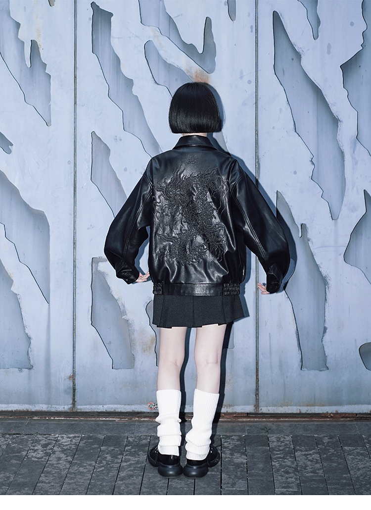 ドラゴン刺繍レザージャケット｜チャイナ｜ヴィンテージ風