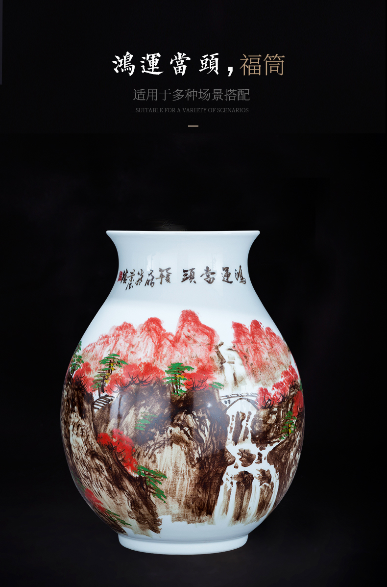 Jingdezhen ceramics hand - made enamel vase large living room TV cabinet decoration of Chinese style household furnishing articles bottle