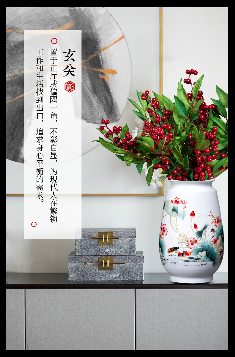 Jingdezhen ceramics dried flowers floret bottle of flower arranging living room TV cabinet rich ancient frame of Chinese style household adornment furnishing articles