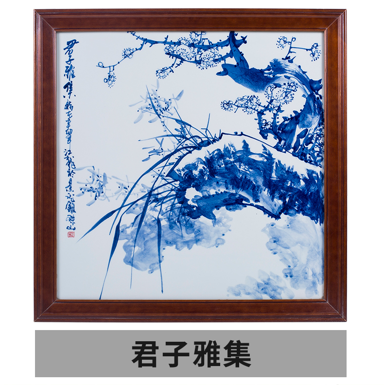 Hand - made gentleman elegant set of blue and white porcelain porcelain plate painting sitting room porch hang a picture of the new Chinese style sofa setting wall decoration