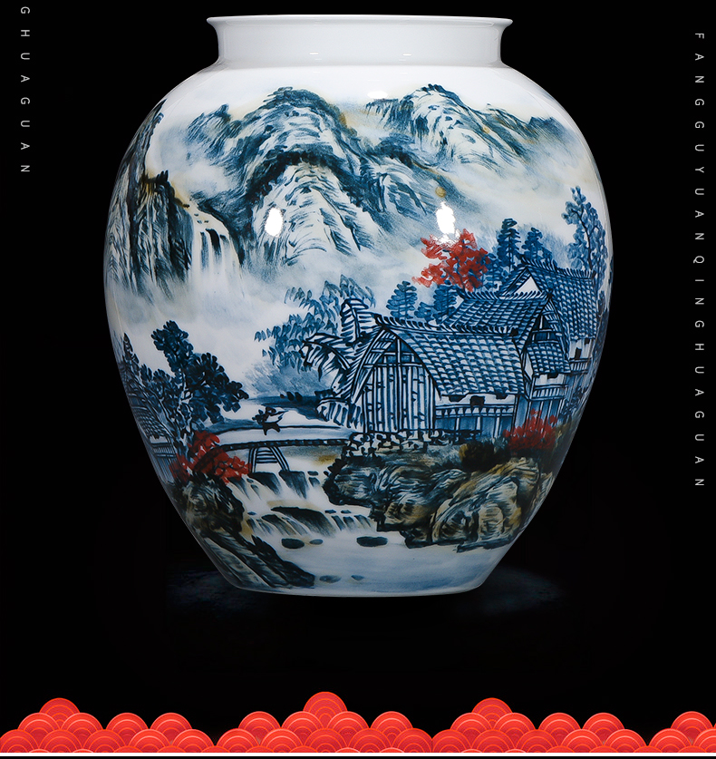 Jingdezhen ceramics famous master manual hand - made vases, new Chinese style living room decorations office furnishing articles