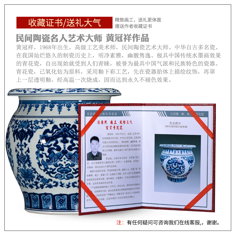 Jingdezhen ceramics by hand draw Chinese blue and white porcelain vase sitting room adornment is placed on the calligraphy and painting scroll cylinder