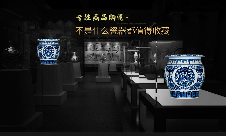 Jingdezhen ceramics by hand draw Chinese blue and white porcelain vase sitting room adornment is placed on the calligraphy and painting scroll cylinder