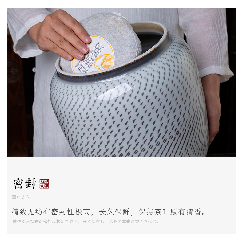 Jingdezhen ceramic tea caddy fixings large seal storage tank with show white gourd caddy fixings 3.5 kg