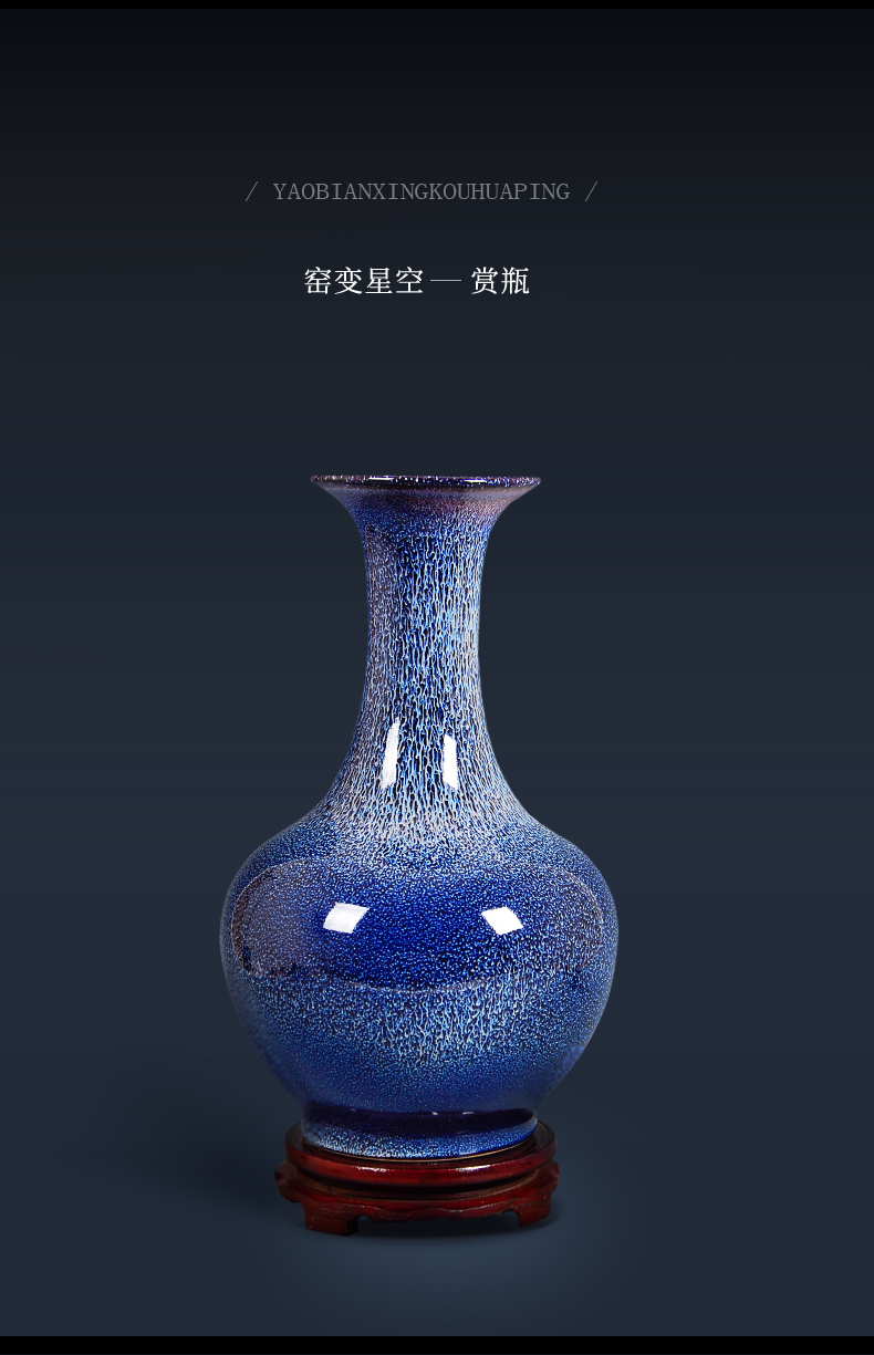 Jingdezhen ceramics creative vase dry flower arranging place, Chinese style household adornment ornament blue large living room