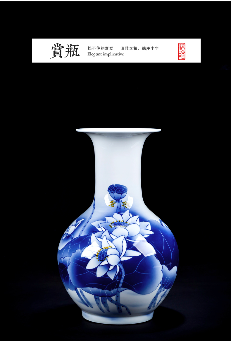 Jingdezhen ceramics hand - made vases pomegranates of blue and white porcelain bottle of new Chinese style household decoration flower arrangement sitting room furnishing articles