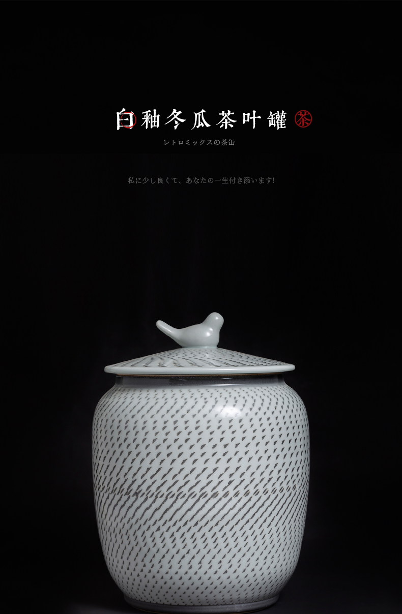 Jingdezhen ceramic tea caddy fixings large seal storage tank with show white gourd caddy fixings 3.5 kg