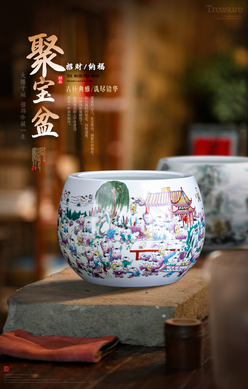 Jingdezhen ceramic cornucopia sitting room porch rich ancient frame of Chinese style household adornment geomancy fortune China