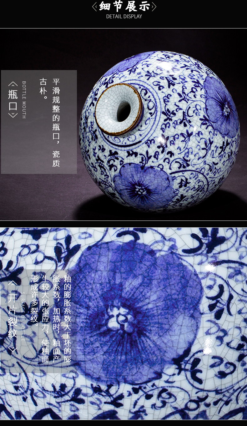 Jingdezhen ceramics pomegranate bottles of hand draw archaize up furnishing articles of Chinese blue and white porcelain vases, flower arrangement sitting room adornment