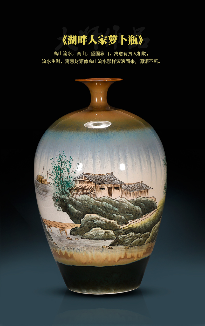 Famous master of jingdezhen ceramics hand - made vases handicraft furnishing articles TV cabinet office decoration