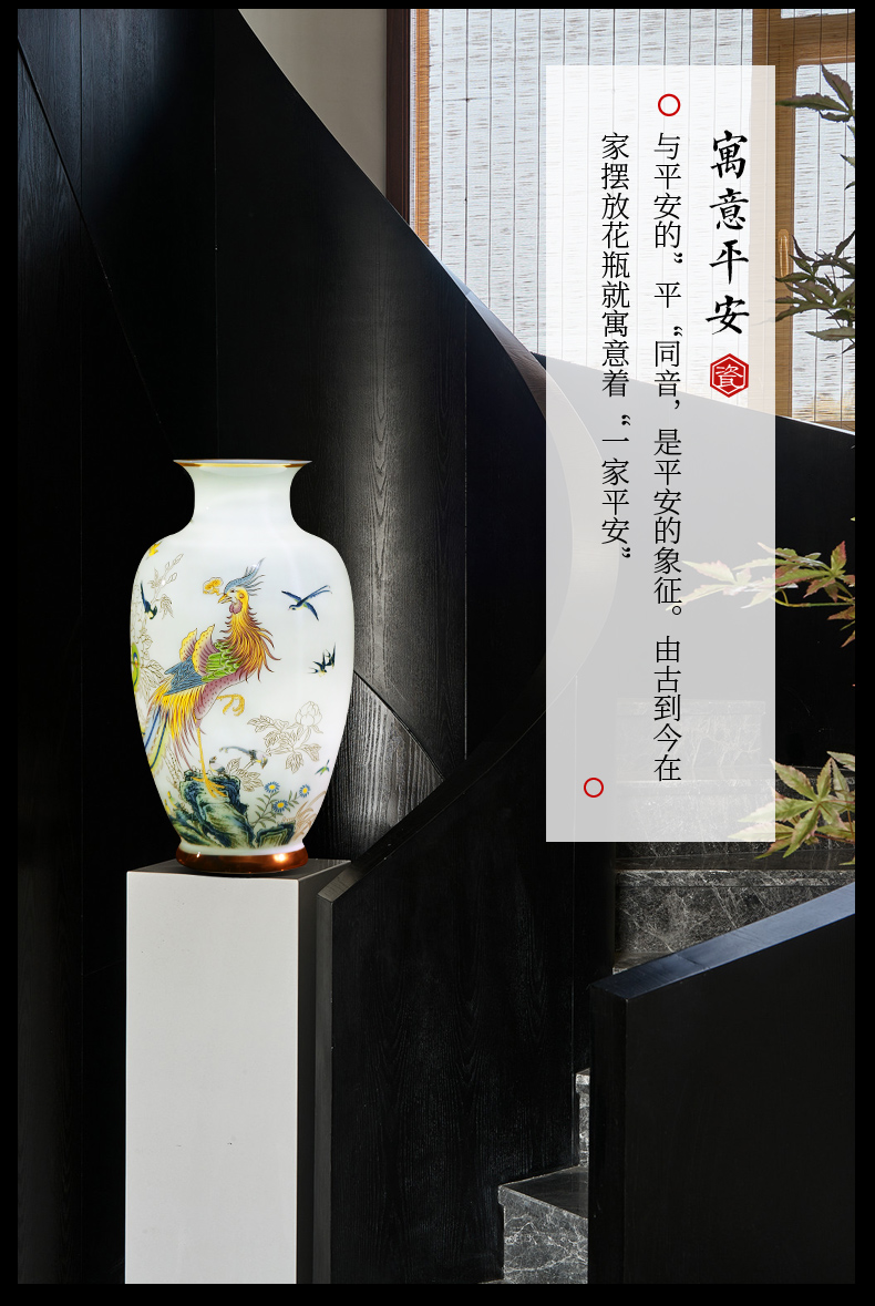 Jingdezhen chinaware paint vase furnishing articles sitting room flower arranging birds pay homage to the king home sitting room adornment is placed