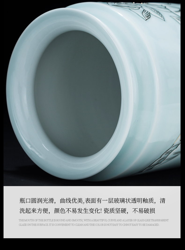 Jingdezhen chinaware paint vases, antique Chinese style living room decoration flower arranging household handicraft furnishing articles gifts