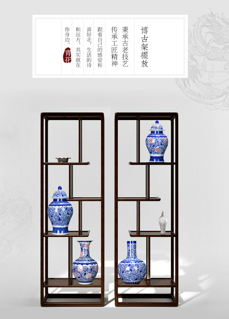 Jingdezhen blue and white porcelain hand draw archaize ceramic vase of large living room TV cabinet decorative furnishing articles large arranging flowers