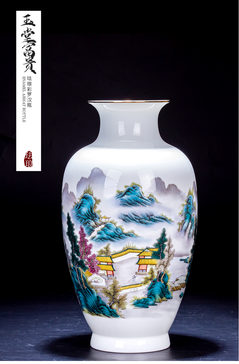 Jingdezhen ceramic vase furnishing articles trumpet flower arranging Chinese style restoring ancient ways thin foetus famous antique hand - made sitting room adornment