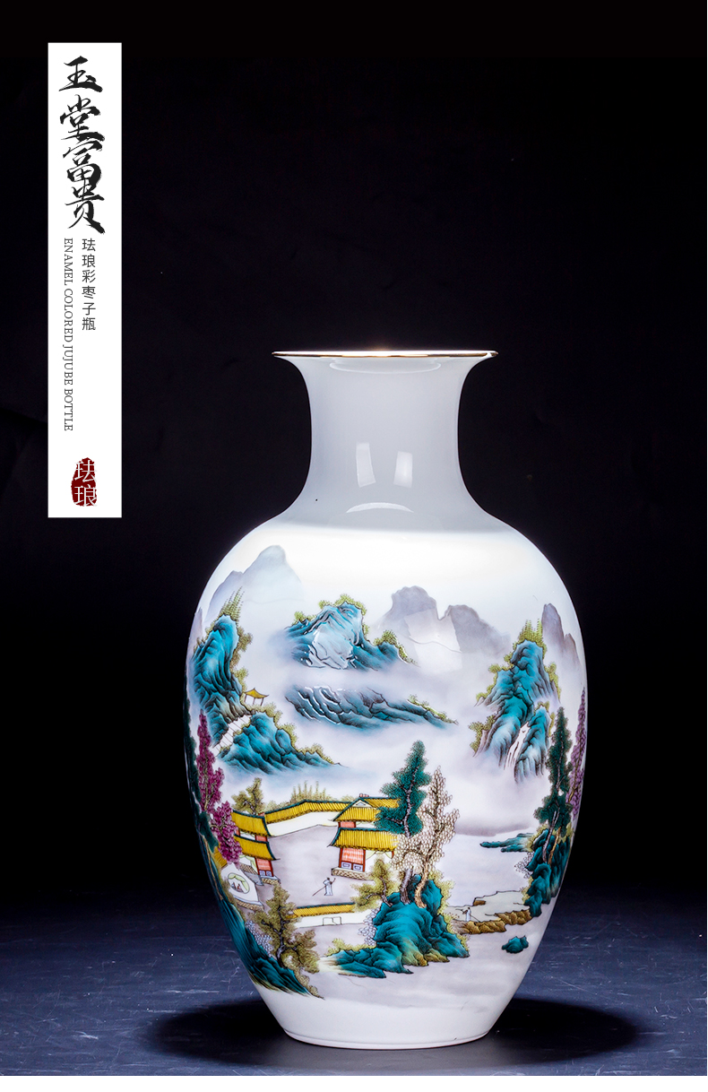 Jingdezhen ceramic vase furnishing articles trumpet flower arranging Chinese style restoring ancient ways thin foetus famous antique hand - made sitting room adornment