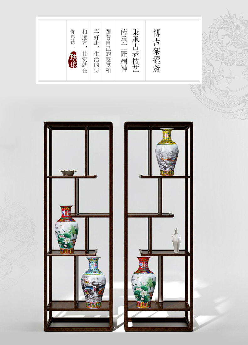 Jingdezhen ceramic vase furnishing articles household act the role ofing is tasted the sitting room of Chinese style restoring ancient ways is rich ancient frame colored enamel large tail bottles