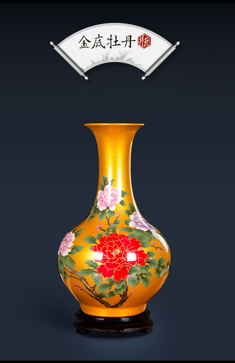 Jingdezhen ceramics Chinese flower arranging pomegranate red vase is placed the new Chinese style household living room decoration process