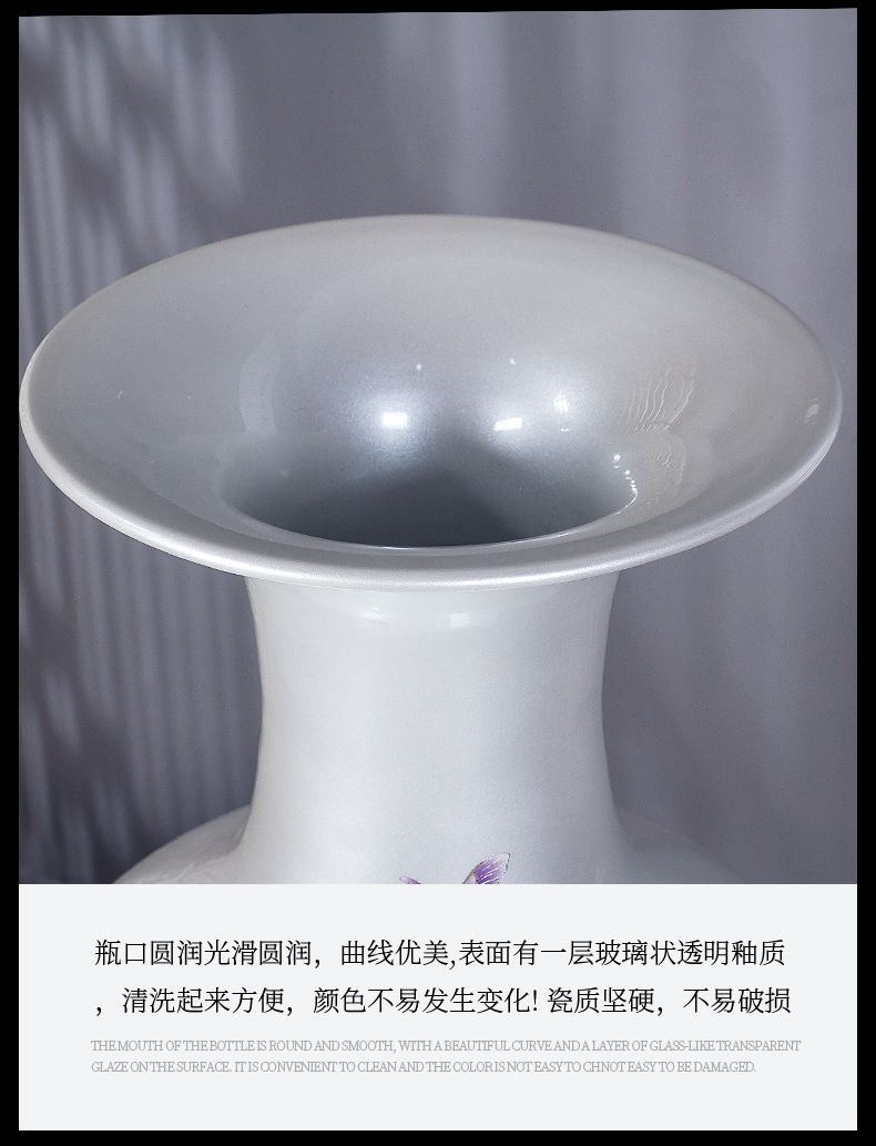 Jingdezhen ceramics high - grade Chinese red peony of large vases, crystal glaze furnishing articles to heavy large living room