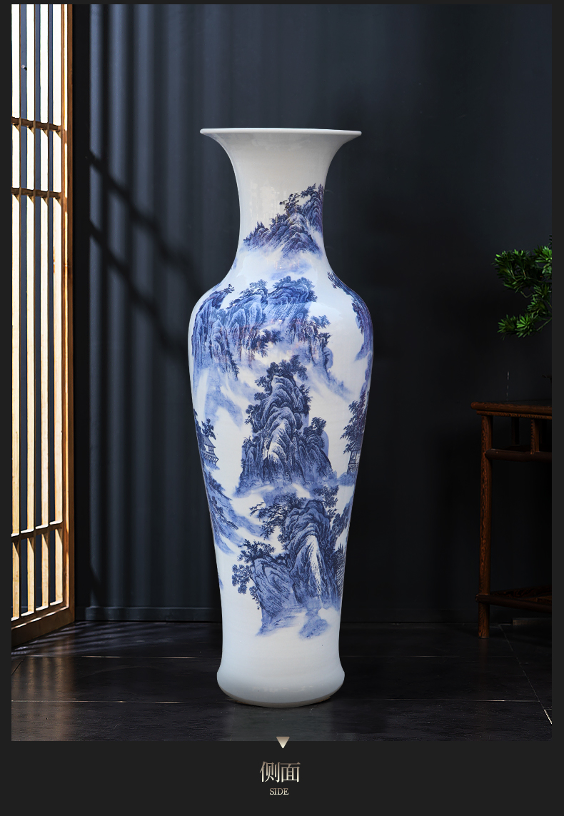 Jingdezhen ceramics new Chinese blue and white porcelain vase of large sitting room place large hotel decoration