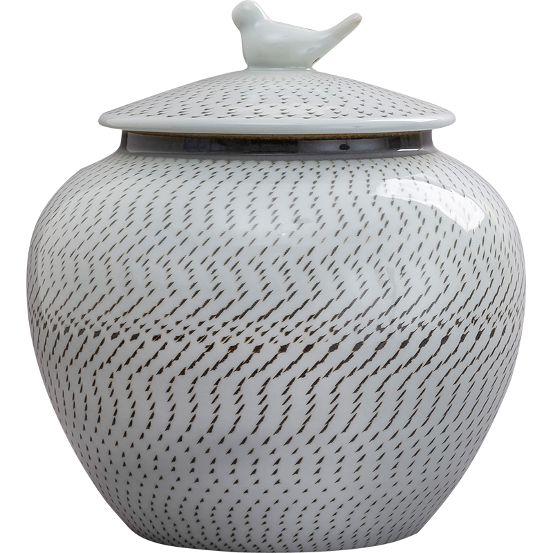 Jingdezhen ceramic tea caddy fixings large seal storage tank with show white gourd caddy fixings 3.5 kg