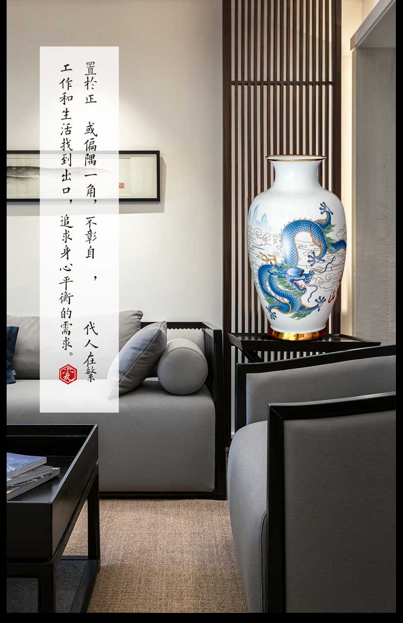 Jingdezhen ceramics vase famous master hand draw pastel in extremely good fortune of the sitting room adornment of new Chinese style furnishing articles