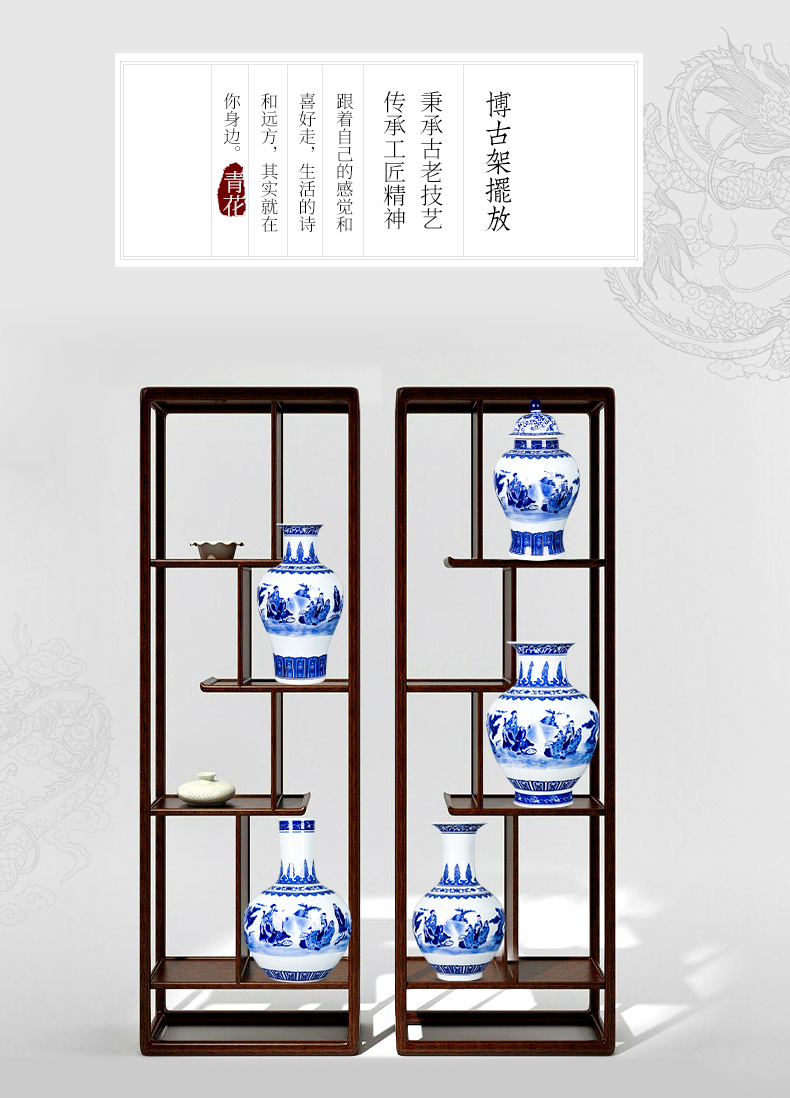 Jingdezhen ceramics new Chinese blue and white porcelain vase is placed large flower arranging archaize sitting room adornment general tank