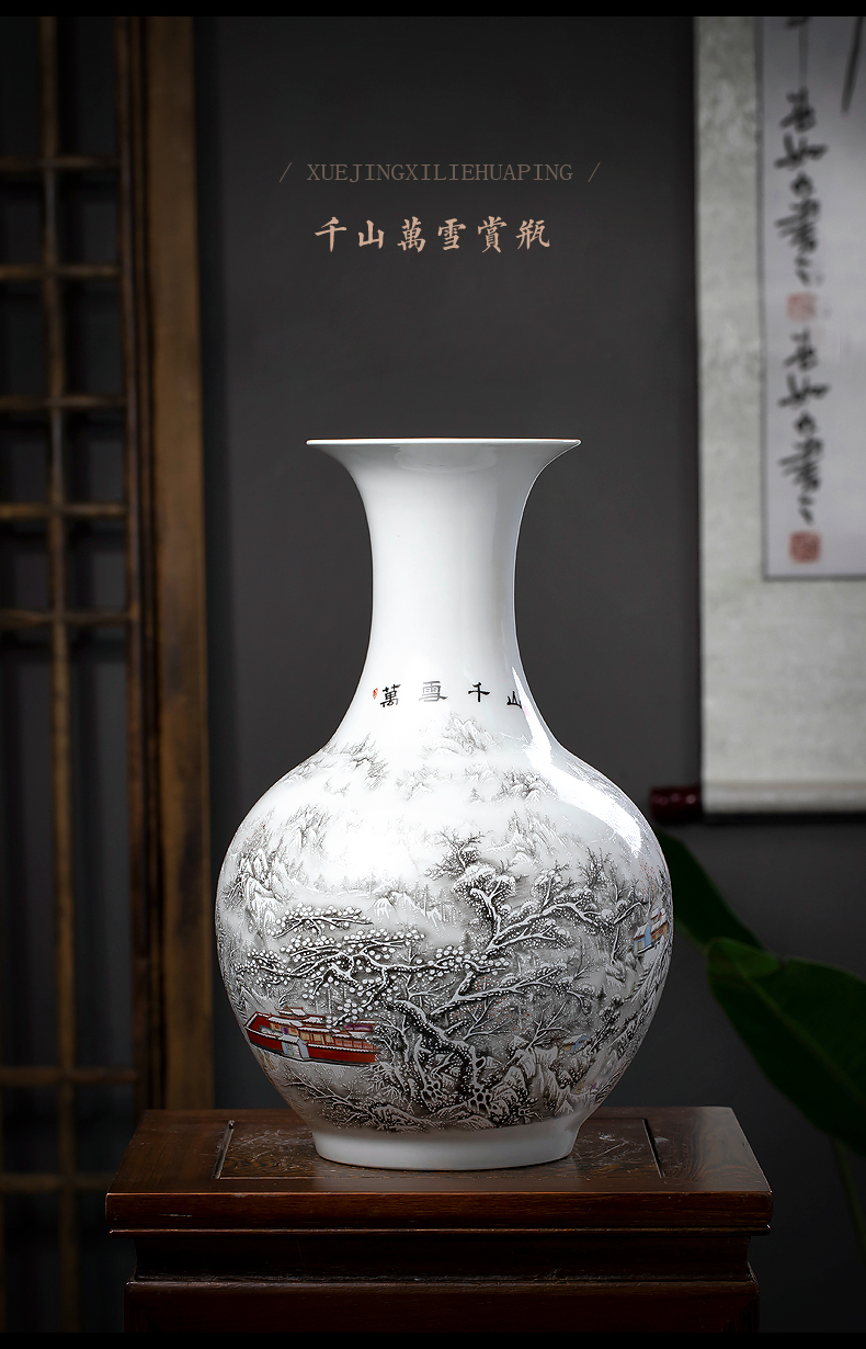 Jingdezhen ceramics vase snow large vases, flower arranging new sitting room of Chinese style household act the role ofing is tasted TV ark, furnishing articles