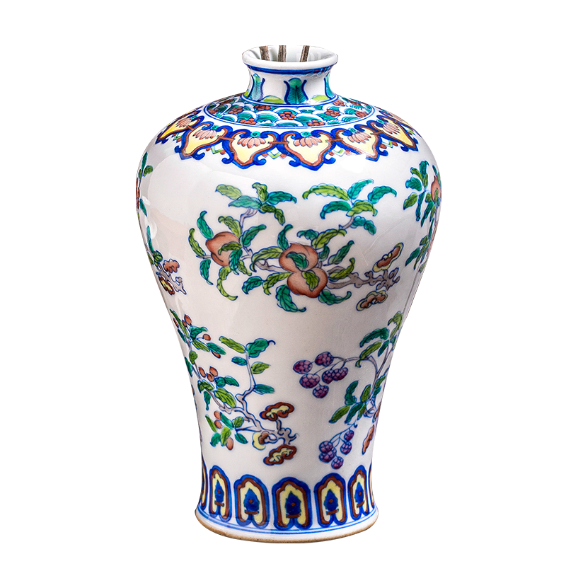 Jingdezhen ceramic vase furnishing articles hand - made rich ancient frame of new Chinese antique blue and white color bucket in the sitting room porch decoration