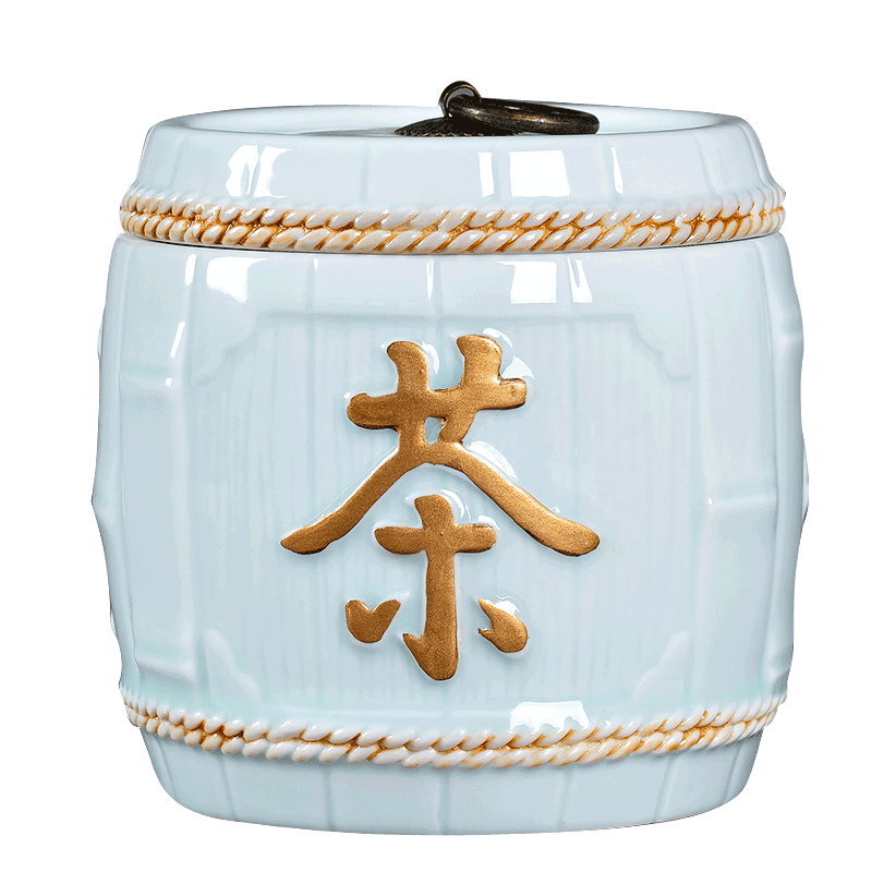 Jingdezhen ceramics hand - carved seal caddy fixings storage tank is Chinese style living room decoration