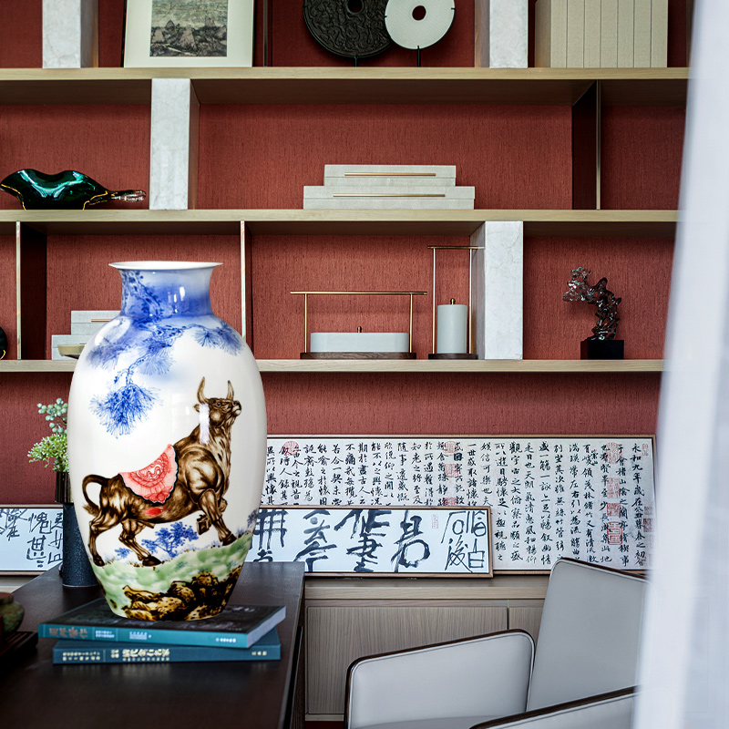 Jingdezhen ceramic vase furnishing articles rich ancient frame large new Chinese famous household the sitting room porch decoration