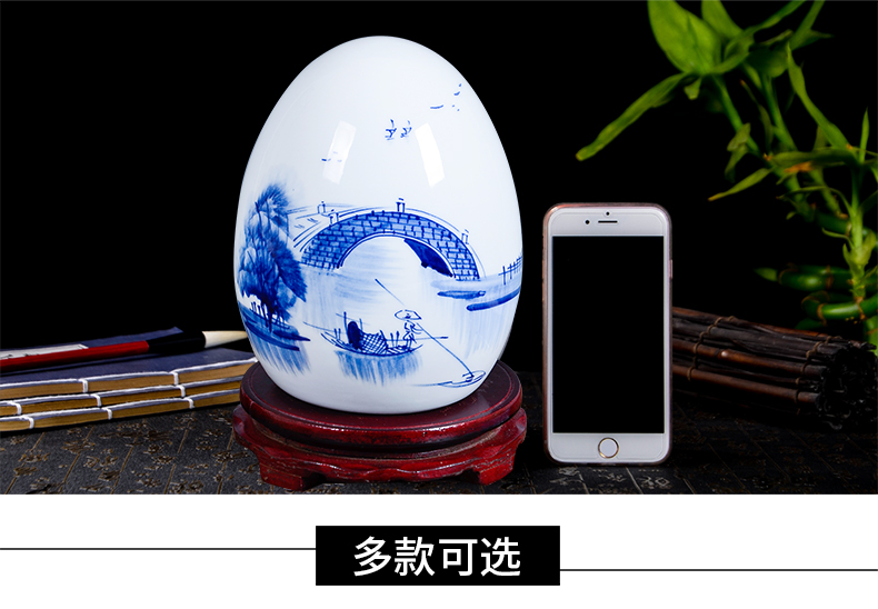 Jingdezhen ceramics hand - made scenery of blue and white porcelain egg furnishing articles crafts home rich ancient frame sitting room adornment