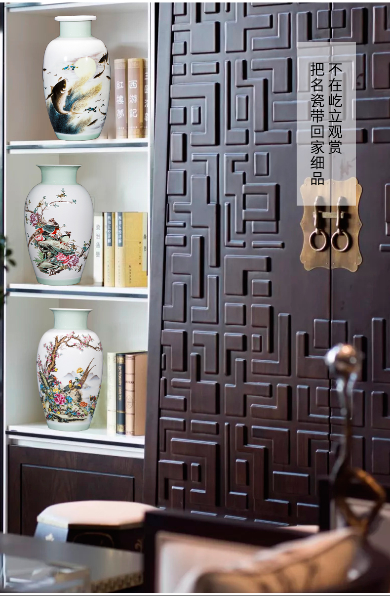 Jingdezhen ceramics powder enamel vase flower arranging place to live in the living room TV cabinet rich ancient frame handicraft ornament
