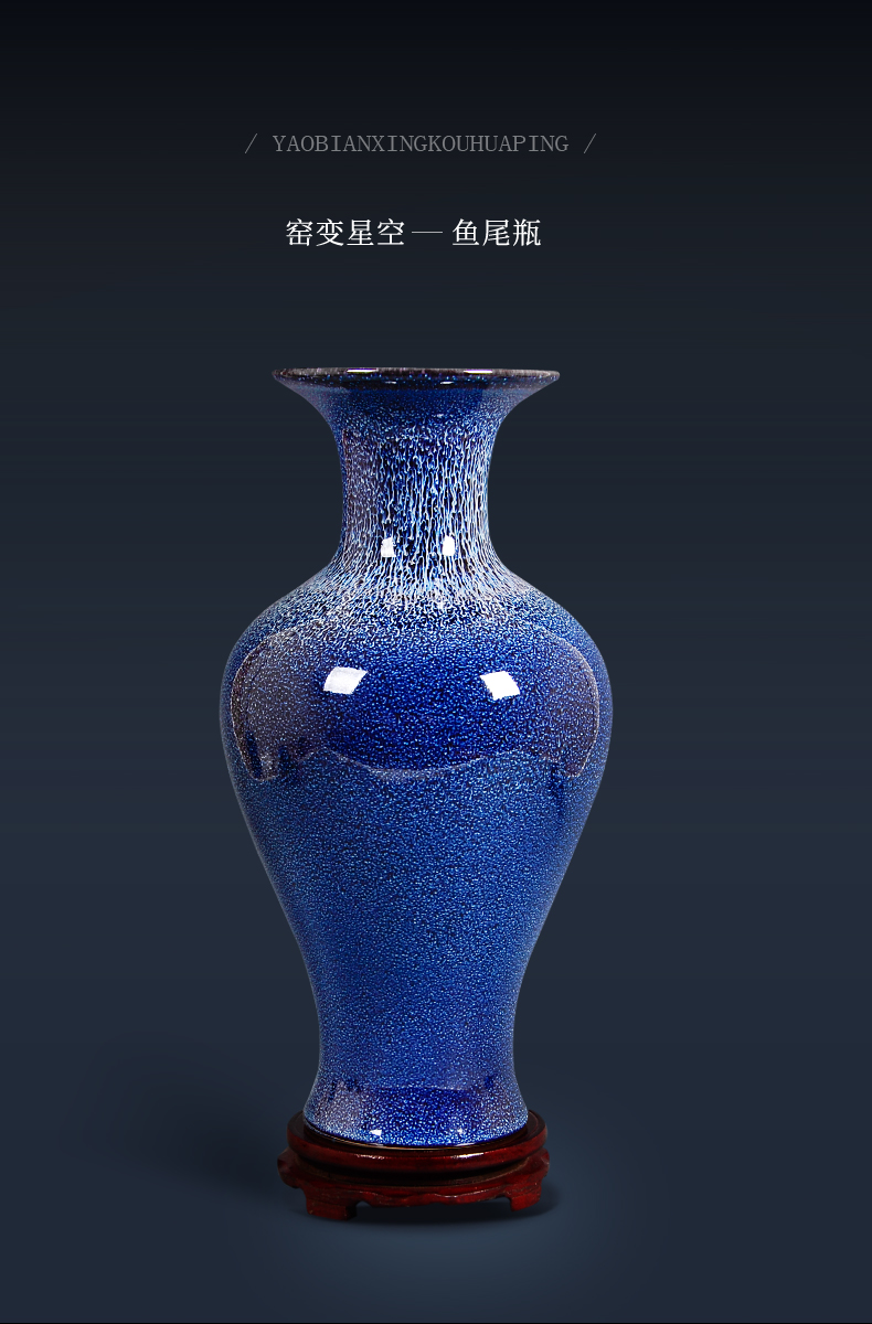 Jingdezhen ceramics creative vase dry flower arranging place, Chinese style household adornment ornament blue large living room