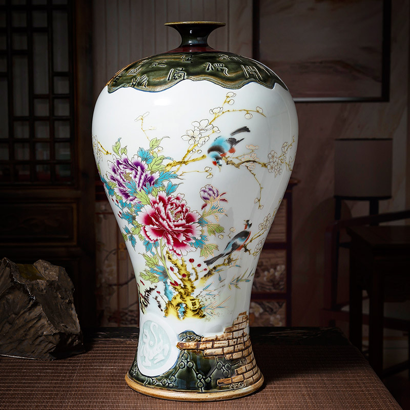 Hand pastel up with jingdezhen ceramic vases, the study of modern Chinese style of the sitting room porch decoration handicraft furnishing articles