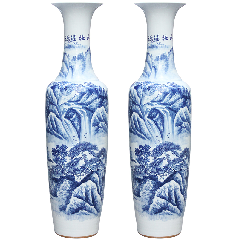 Jingdezhen ceramics hand - made of blue and white porcelain has a long history of large vases, sitting room adornment is placed for the opening gifts