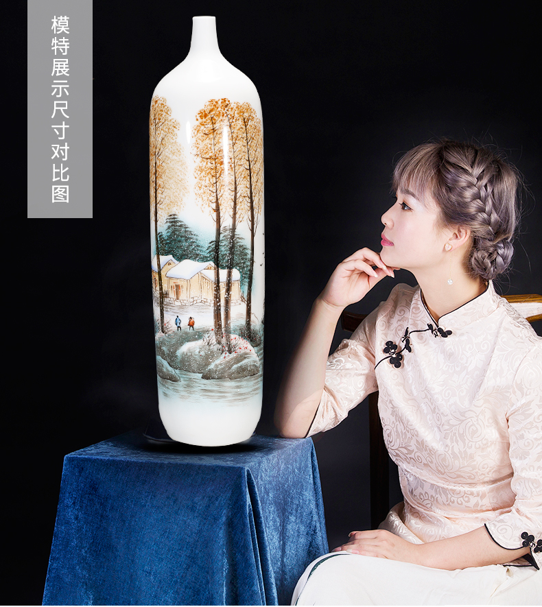 Jingdezhen ceramics by hand draw high vase furnishing articles of the new Chinese style household living room TV cabinet decoration decoration